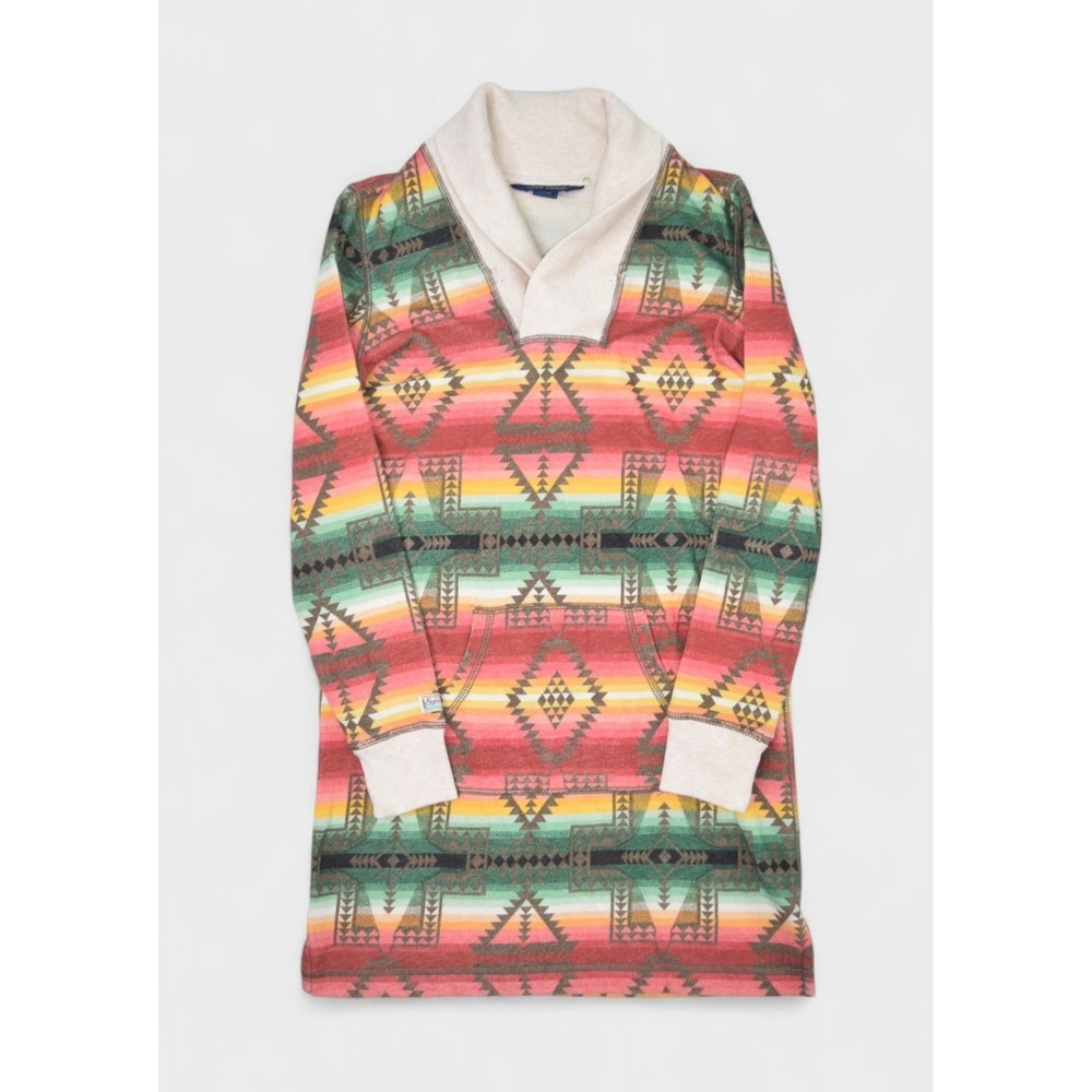Polo Ralph Lauren Sweater Dress Womens Large Aztec Striped Sheath Bodycon Shawl